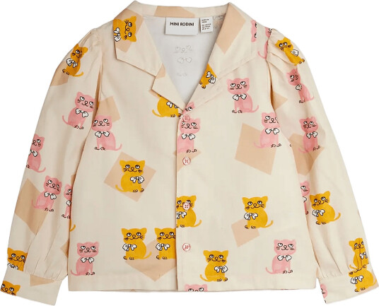 Mini Rodini Kittens Aop Woven Blouse Cream 80/86