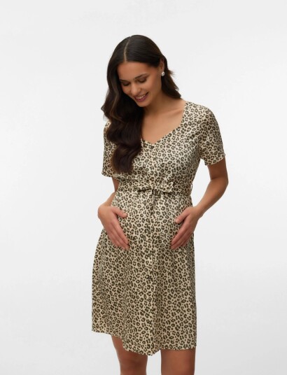 Vero Moda Maternity Vmmidalia Ss Short Dress Wvn   Cream   XS