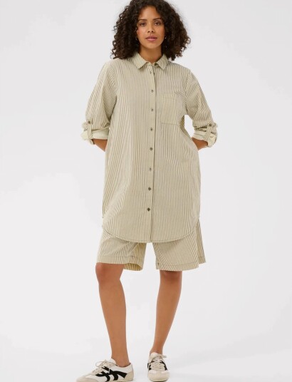 Kaffe Kanaya Striped Shirt Tunic   Beige   34