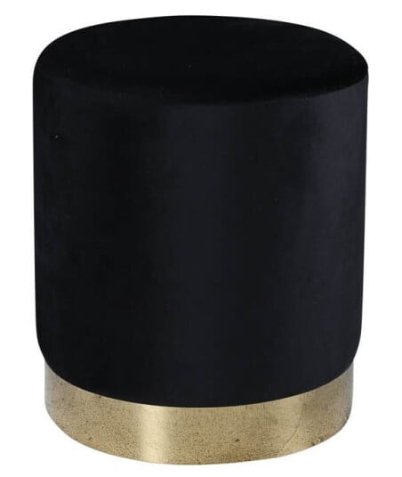 Venture Home Benji puff, fotskammel Ø35cm velour svart, messing. 1718163-09-24 1666889-05-0