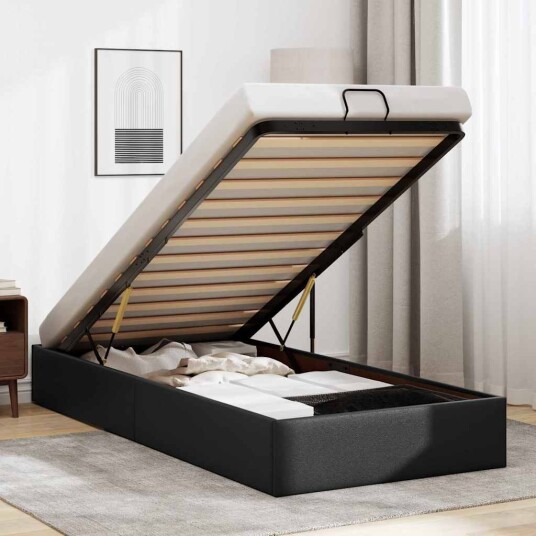  Ottoman sengeramme uten madrass svart Single kunstskinn 8721158456144