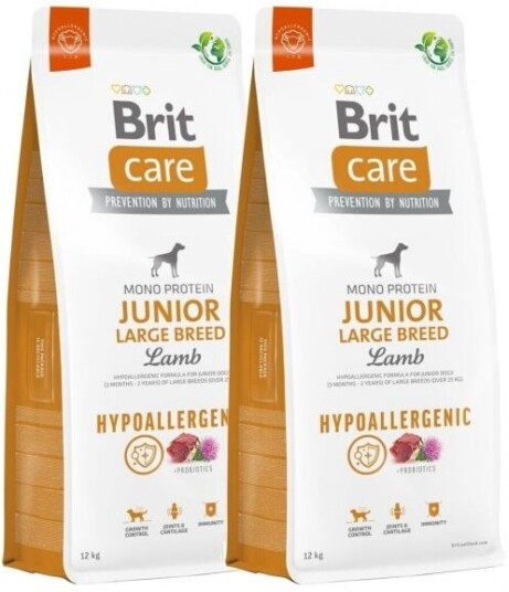 Brit Care Dog Junior Large Breed Hypoallergenic Lamb 2x12 kg