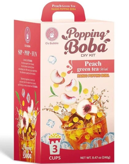 O"s Bubble Popping Boba DIY Kit Fersken og Grønn Te Taiwan