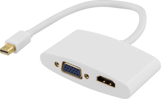 Deltaco Mini DisplayPort til HDMI/VGA-adapter 0,25m 1080p Hvit