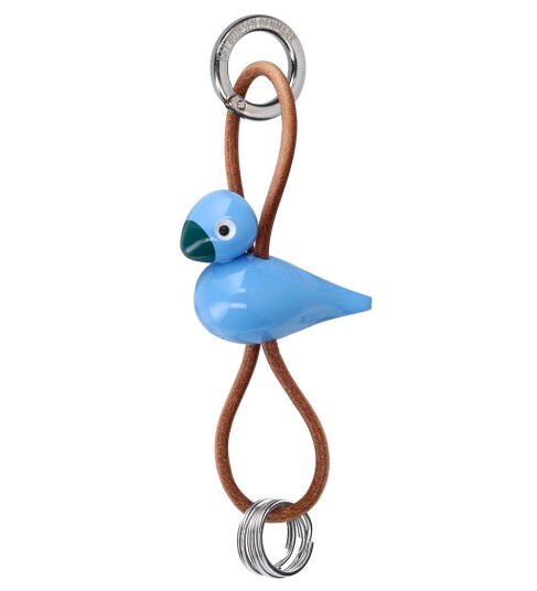 Kay Bojesen Fugl Sølvtonet Metal Nøglering Med Naturlæder Blå - Blue - 4.5 CM Kay Bojesen Fugl Sølvtonet Metal Nøglering Med Naturlæder Blå - Blue - 4.5 CM