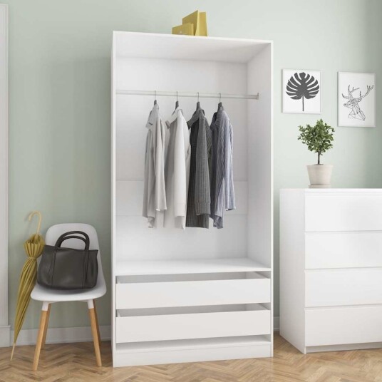 vidaXL Garderobeskap hvit 100x50x200 cm sponplate vidaXL Garderobeskap hvit 100x50x200 cm sponplate