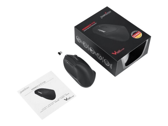 Perixx Perimice-715 Ii - Vertikal Mus - Ergonomisk - Høyrehendt - Optisk - 6 Knapper - Trådløs - 2.4 Ghz - Usb Trådløs Mottaker - Svart