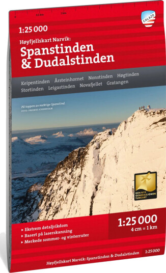 Calazo förlag Høyfjellskart Narvik: Spanstinden & Dudalstinden 1:25.000 OneSize, NoColour