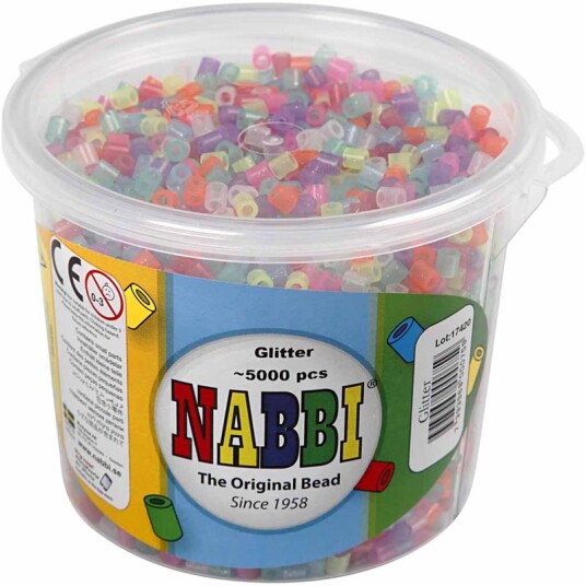 Nabbi Rørperler, Str. 5x5 Mm, Hullstr. 2,5 Mm, 5000 Ass., Glitter Farver