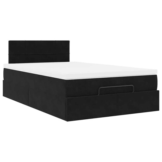 Ottoman sengeramme med madrass svart 120x200cm fløyel 3312616