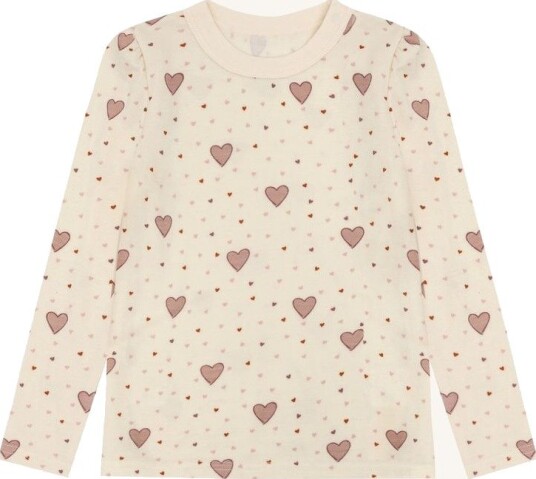 Hust & Claire Abba Hearts Puff ull/bambus trøye til barn - off white (104)