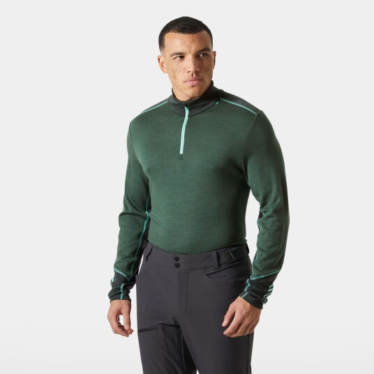 Helly Hansen Herre Lifa Merino Mellomvekt 1/2 Glidelås Basislag Grønn 2xl