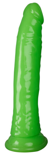 Realrock Glow in the Dark Slim Dildo med Sugekopp 18 cm - Grønn - Grønn