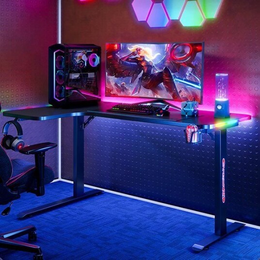 Venstrevendt Gamingbord med Justerbar bredde og Karbonfiberstruktur Venstrevendt Gamingbord med Justerbar bredde og Karbonfiberstruktur