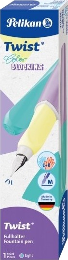 Pelikan Twist Color Blocking, Lilac, Mynte, Fyllesystem Med Patron, Blå, Medium, Ambidekstriøs, Boks