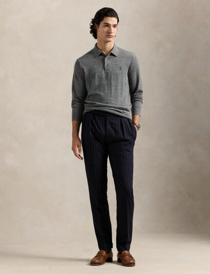Polo Ralph Lauren Wool Polo-Collar Sweater - Grey - XXL Polo Ralph Lauren Wool Polo-Collar Sweater - Grey - XXL