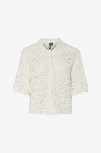 pieces - Kardigan pcFalka SS Knit Shirt BC - Hvit