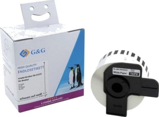 G&G Etiketter Endlos Kompatibel Med Brother Dk 22225 38 Mm X 30,48 M Termodirekte Papir Hvit 1 Stk. Et B G 22225