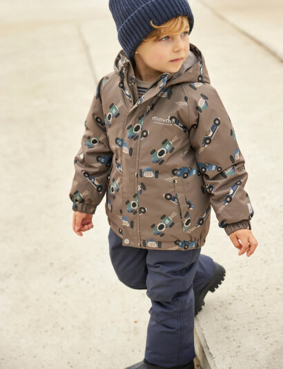 Minymo Snow Jacket Aop Brown 80 Minymo Snow Jacket Aop Brown 80
