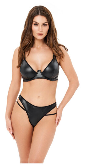 Kotek Blackelia Wetlook BHog Tanga-sett Black S/M Kotek Blackelia Wetlook BHog Tanga-sett Black S/M