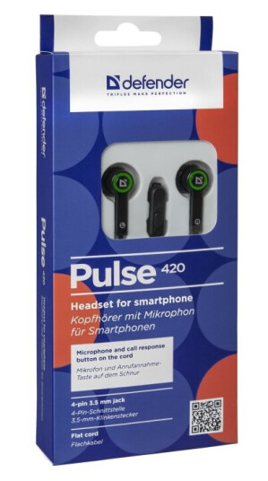 Defender Pulse 420 - Ørepropper Med Mikrofon - I Øret - Kablet - 3,5 Mm Jakk - Svart, Grønn