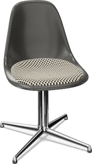 Vitra Eames Fiberglass DSL Spisestol Med Setepute Elefantskinn Grå/Rutete/ Krom