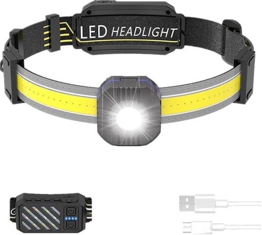 Supersterk LED-hodelykt, 4000 lm oppladbar LED- med rødt lys, vanntett justerbar for fotturer, løping