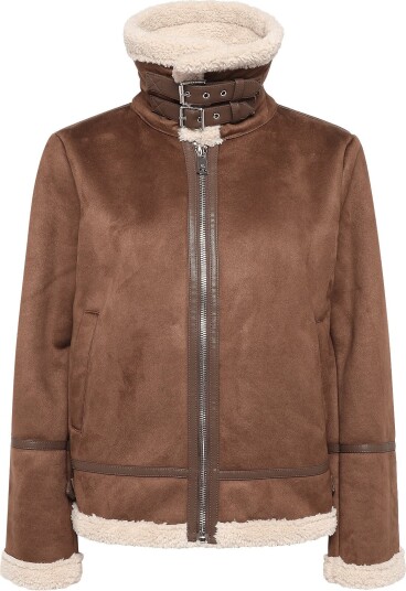 Lauren Ralph Lauren Buckle Trim Faux Suede Jacket TOBACCO XL