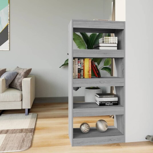vidaXL Bokhylle/romdeler gr? sonoma 60x30x135 cm konstruert tre