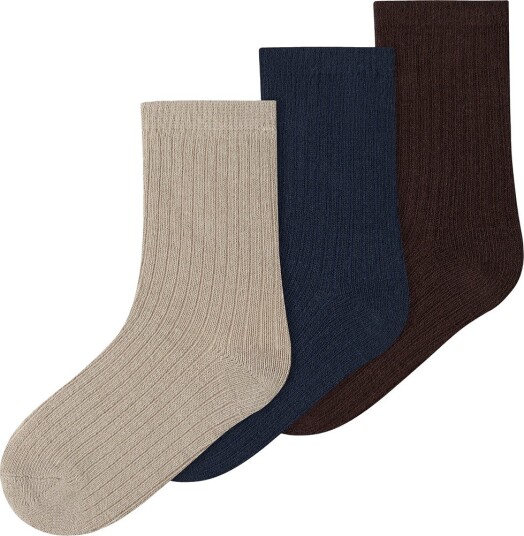 Name It Sokker 3 pack NmmNobbu Navy Blazer/Islandsk fossil Name It 22/24 Sokker Beige Brun Marineblå