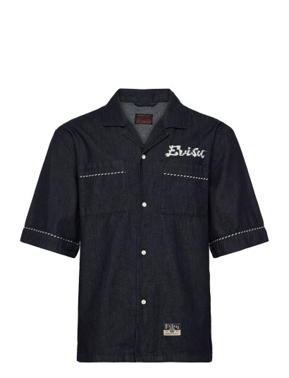 Evisu Denim Ss Shirt W/ Logo Emb. Navy M Evisu Denim Ss Shirt W/ Logo Emb. Navy M