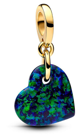 Pandora Moments Charm i 925 forgylt sølv med LAB opal