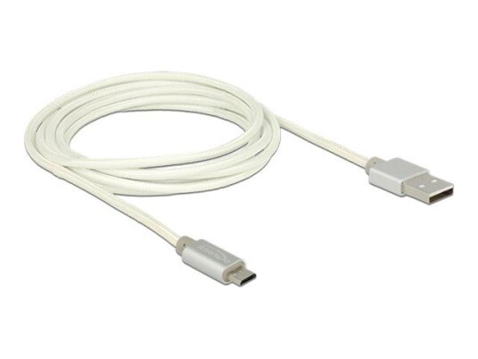 Delock 2 m Micro-USB til USB 2.0 Kabel - Hvit