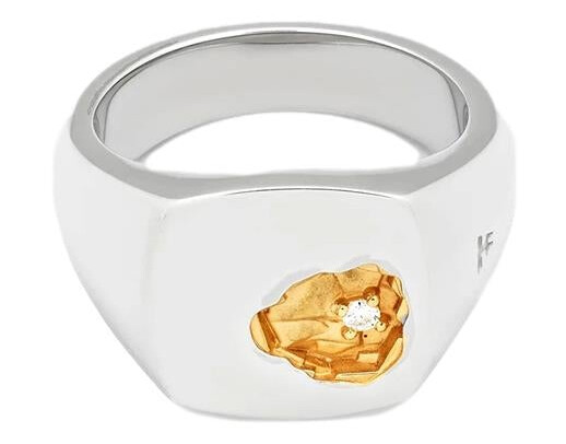 Tom Wood Jewellery Mined Ring Small Diamond Ring Sølv  female 54