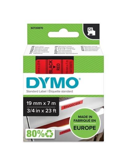 DYMO D1 Tape 19mm x 7m (black on red)
