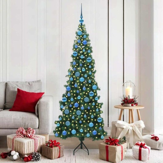 Hjørne Kunstig Jul Tre med 300 LED grønn 180 cm PVC og metall Hjørne Kunstig Jul Tre med 300 LED grønn 180 cm PVC og metall