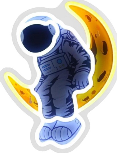 Beline Neon Vegglampe   Astronaut pa Manen