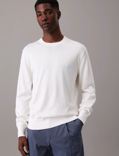 Calvin Klein Ls Supima Cotton Crew 14Gg   White   XXL