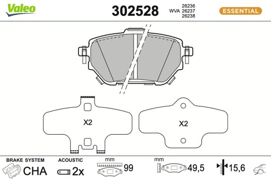 Bremseklosser VALEO 302528