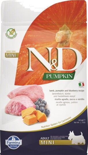 Farmina N&D Pumpkin Dog Lamb & Blueberry Adult Mini Tørfoder Til Hunde 800 G