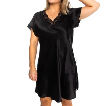 Lady Avenue Pure Silk Nightgown With Lace Svart silke X-Small Dame Lady Avenue Pure Silk Nightgown With Lace Svart silke X-Small Dame