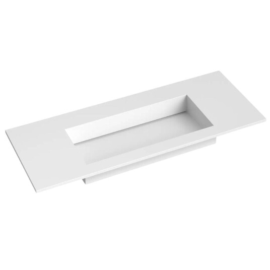 Korsbakken Corian Med Flat Bunn Uten Kranhull Hvit Matt 120cm