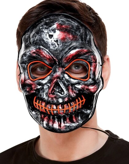 Skjelett Maske med Orange LED Lys Skjelett Maske med Orange LED Lys