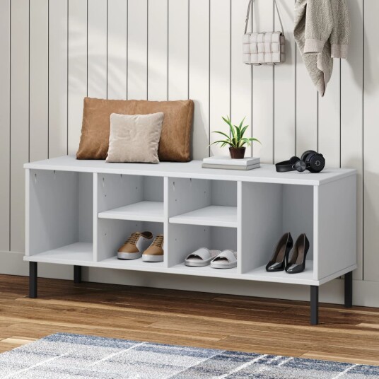 Skohylle med metallben hvit 106x35x45 cm heltre OSLO 8720845578046