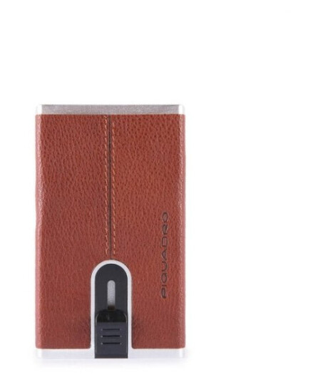 Piquadro Piquadro Black Square Leather Card Holder Square Sliding System With Money Clip Pp4825b3r-Cu Brown For Men For Men Piquadro Piquadro Black Square Leather Card Holder Square Sliding System With Money Clip Pp4825b3r-Cu Brown For Men For Men
