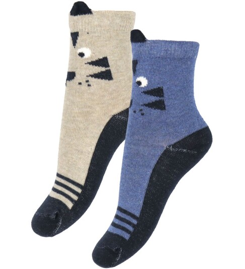 Minymo Socks W. 3D Effect (2-Pack) Blue 15\18