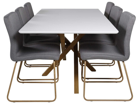 Venture Design Piazza & Mace spisegruppe Hvit/grå 6 st stoler & bord 180 x 90 cm