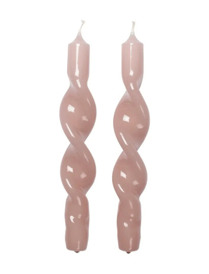 Broste Copenhagen Twist Taper Candle - Pink - H23CM Broste Copenhagen Twist Taper Candle - Pink - H23CM