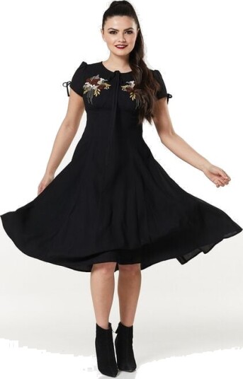 Timeless London Rockabilly Middellang kjole Pandora Dress XS til L Damer svart