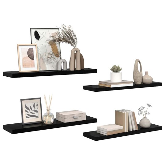 vidaXL Flytende vegghyller 4 stk h?yglans svart 90x23,5x3,8 cm MDF vidaXL Flytende vegghyller 4 stk h?yglans svart 90x23,5x3,8 cm MDF